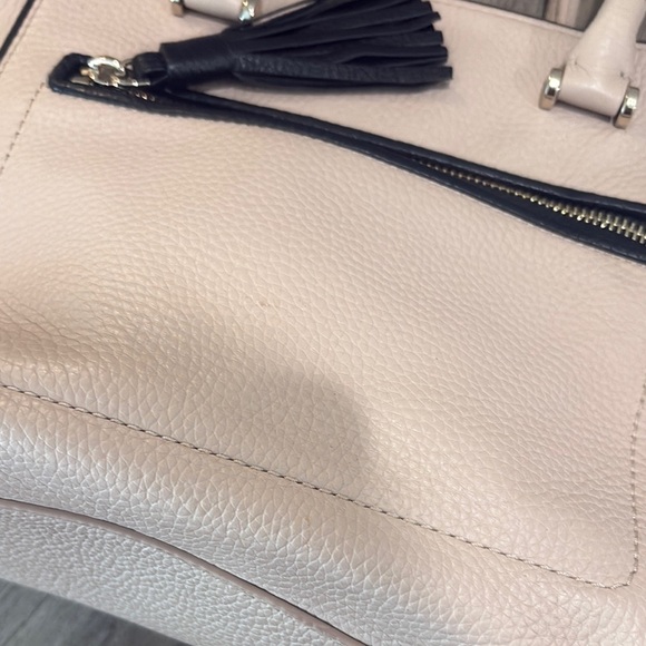 Kate Spade Light Blush / Tan Satchel with Textured Leather and Boxy Silhouette - Picture 4 of 13